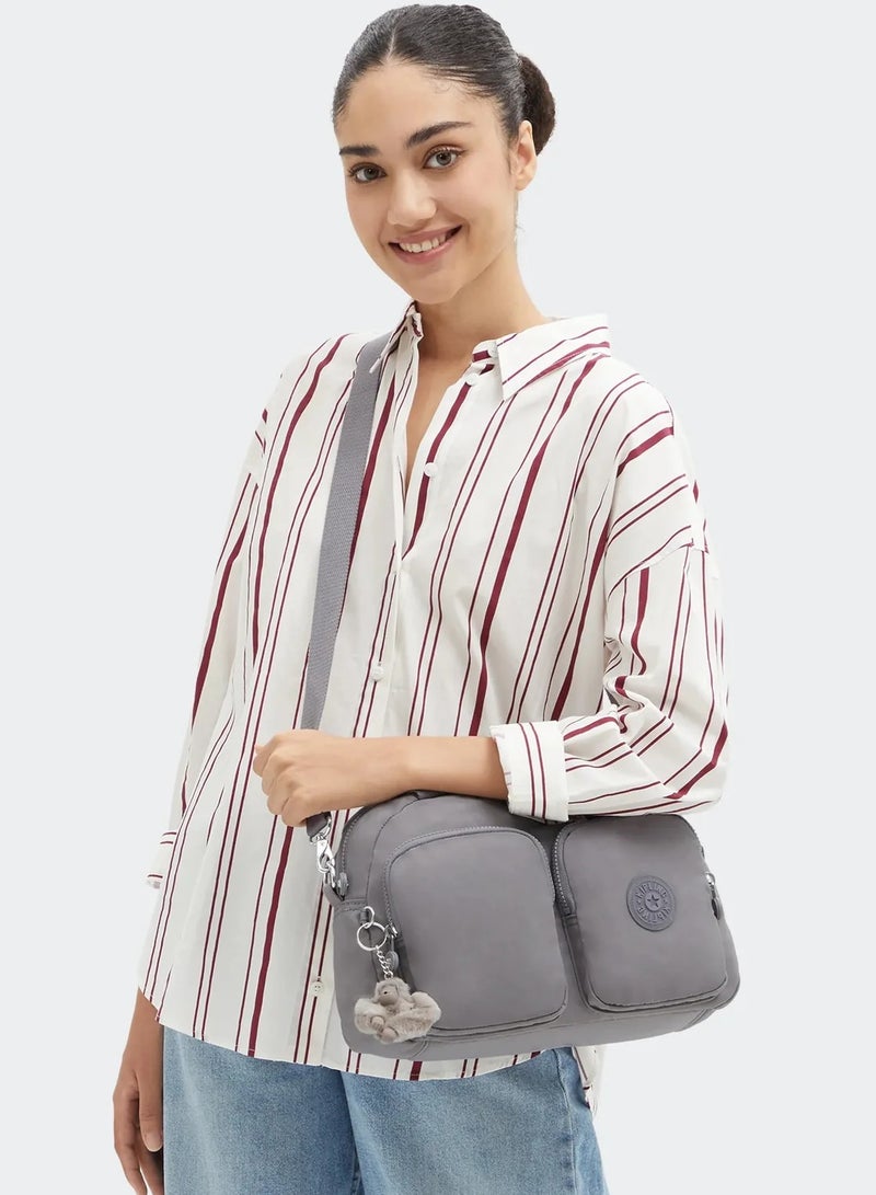 كيبلينغ حقيبة كتف رمادية متوسطة بتصميم جذاب مع حزام كتف قابل للإزالة - Image 2